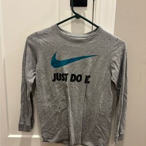 Nike Gray and Blue Long Sleeve Tee